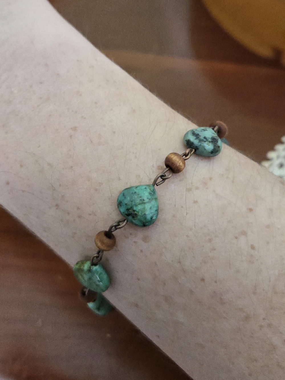 Turquoise Chip Beaded Bracelet - Green Beads